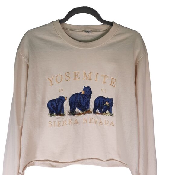 John Galt Pale Green Yosemite Crew Neck Semi Cropped Sweatshirt - Picture 1 of 11